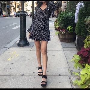 Zara polka dot dress with flare sleeves